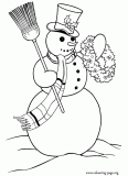 Christmas snowman coloring page