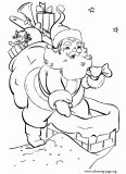 Santa Claus in chimney coloring page