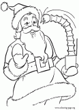 Santa Claus with a gift box coloring page