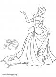 Cinderella and her glass slipper coloring page