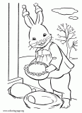 Happy Easter bunny and her Easter eggs