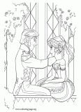 Anna and Prince Hans are in love coloring page