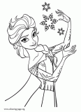 Elsa making snowflakes coloring page