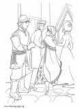 Kristoff returns to the castle with Anna coloring page