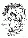 Mother and baby horse coloring page
