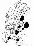 Mickey with gifts coloring page