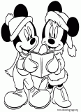 Mickey and Minnie in winter coloring page