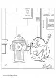 Stuart and a fire hydrant coloring page