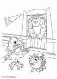 Sulley barges into Mike's room coloring page