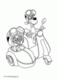 Mr. Peabody and Sherman on the motorcycle coloring page