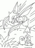 Scyther and Dugtrio coloring page