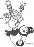 Po fighting against Boss Wolf - Kung Fu Panda 2 Movie coloring page