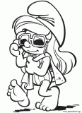Smurfette on the beach coloring page
