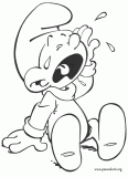 Baby Smurf crying coloring page