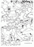 Brainy Smurf playing hide and seek coloring page
