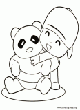 Pocoyo and a bear panda coloring page