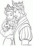 King, Queen and baby Rapunzel coloring page