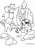 Tintin and a family of bears coloring page