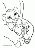 Simba in his mother's arms coloring page