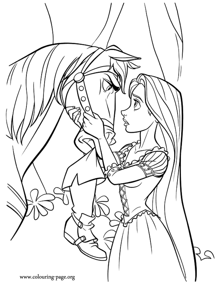 Rapunzel and the horse Maximus coloring page