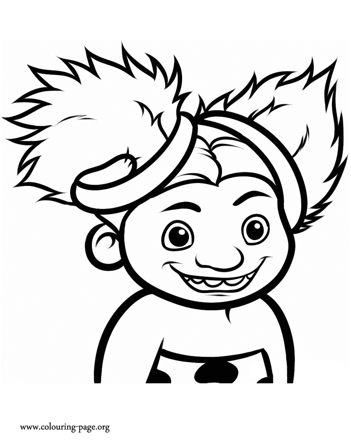 Sandy, the baby of the Croods family coloring page