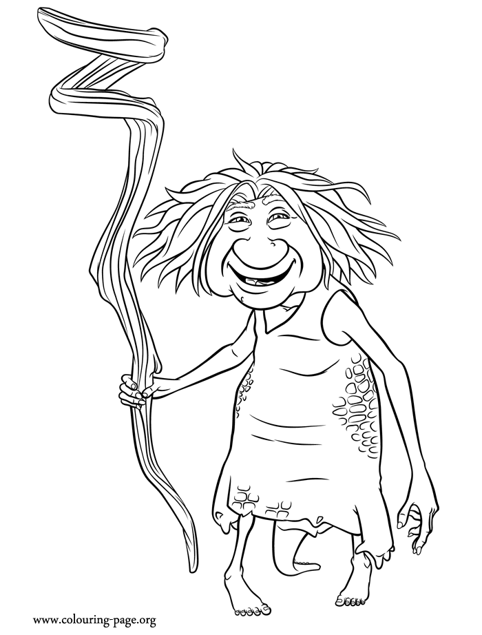 The Croods Gran, a very old cavewomen coloring page