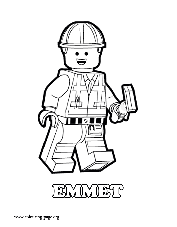Emmet, a Lego minifigure coloring sheet