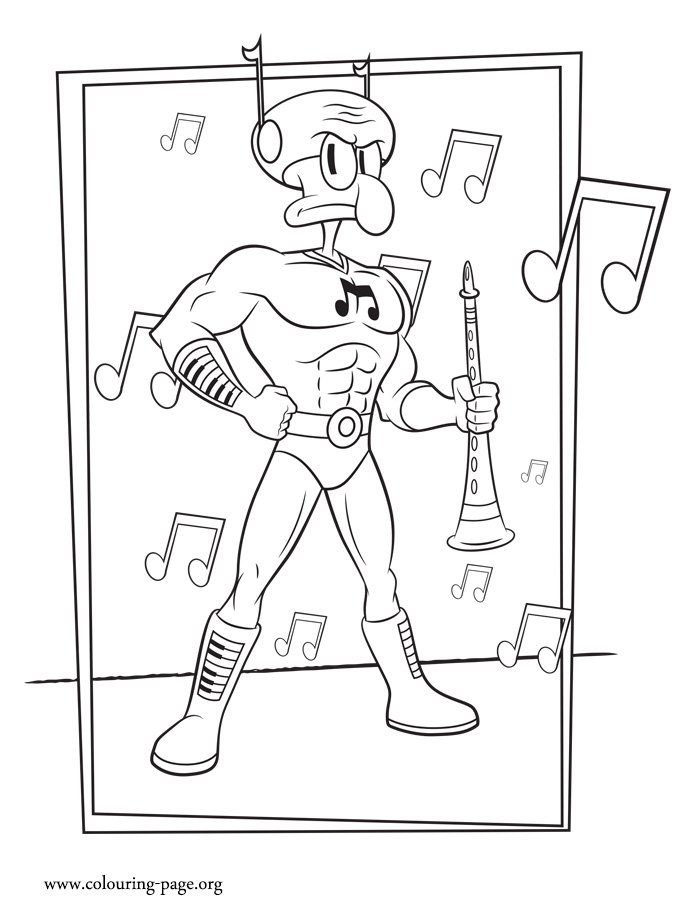 Squidward as Sour Note coloring page