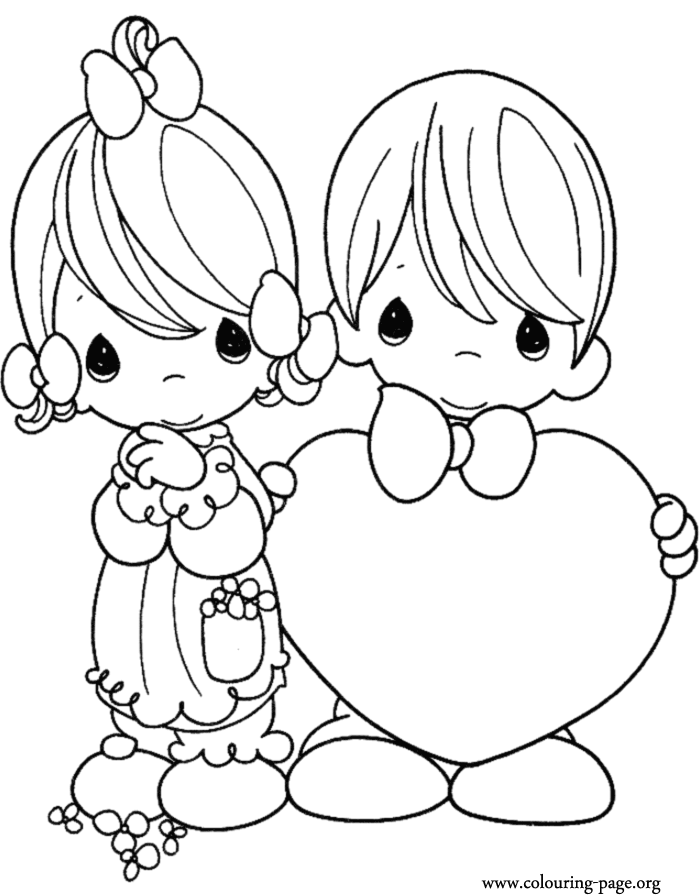 Kids on Valentine's Day coloring page