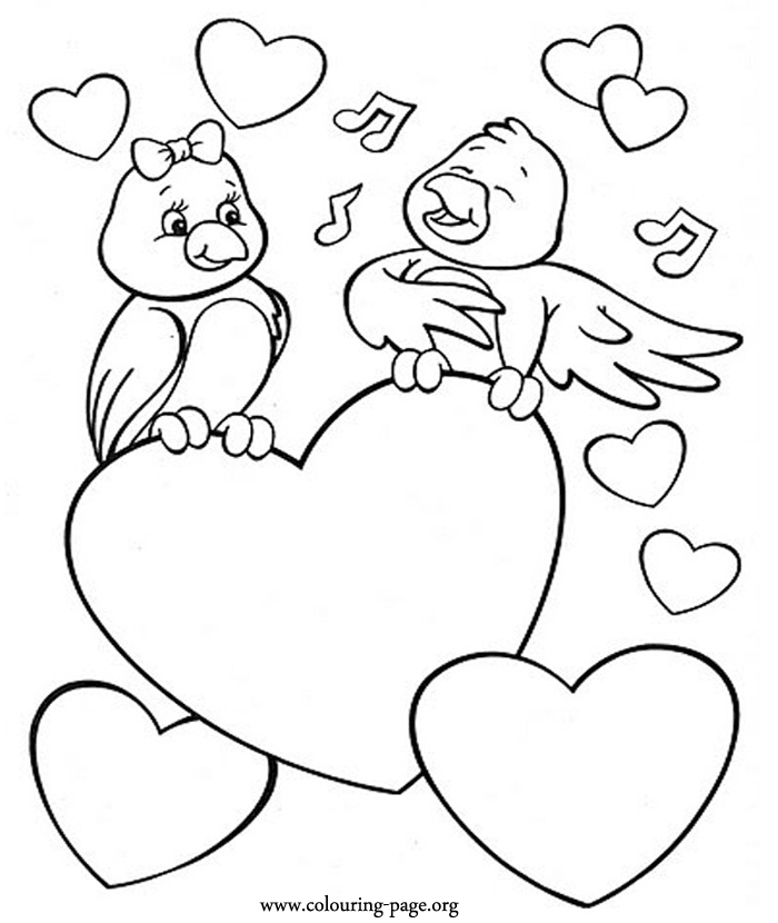A bird singing to his beloved coloring page