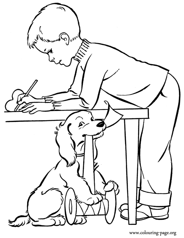 a boy and his dog coloring pages - photo #44