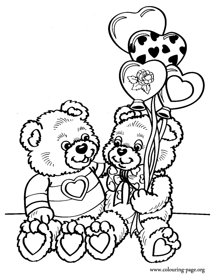 valentine teddy bear coloring pages - photo #18