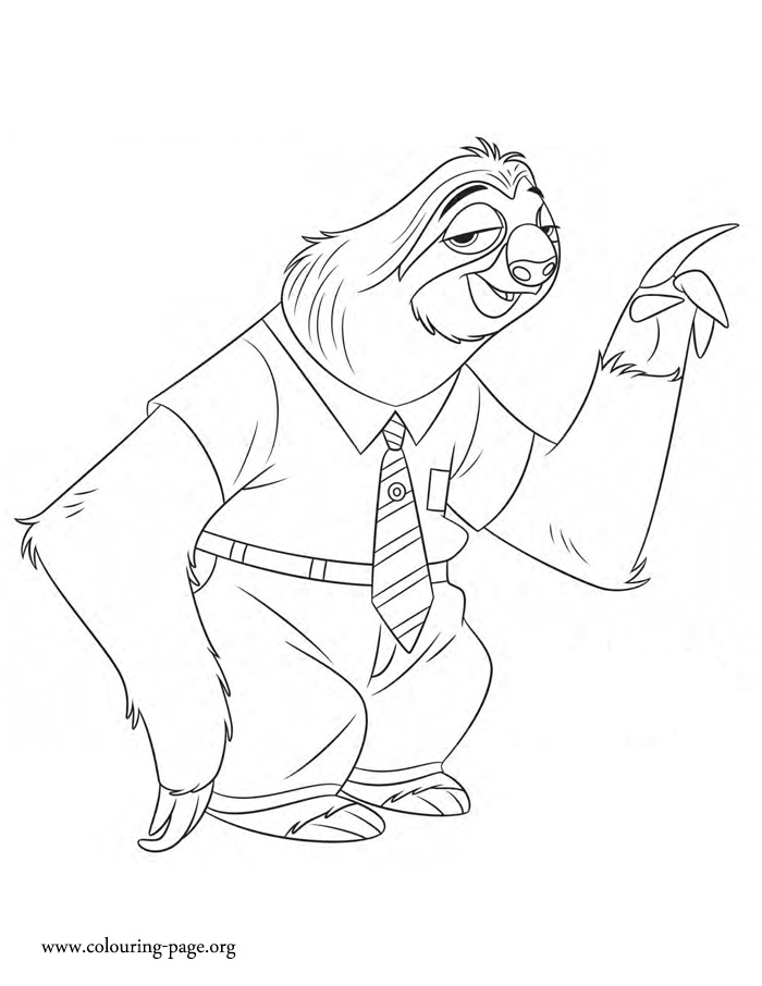 Flash, a sloth coloring page