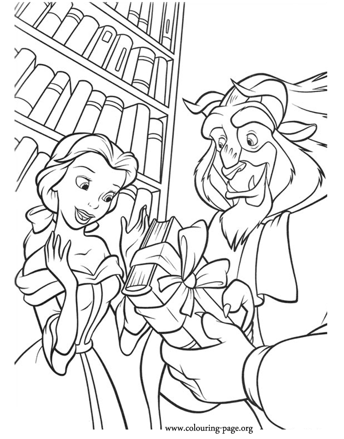 Beast gives a gift to Belle coloring page
