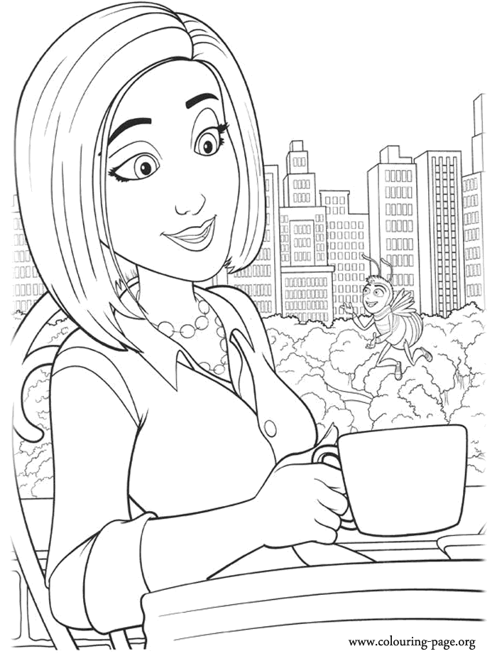 Barry and Vanessa Bloome drinking coffee coloring page