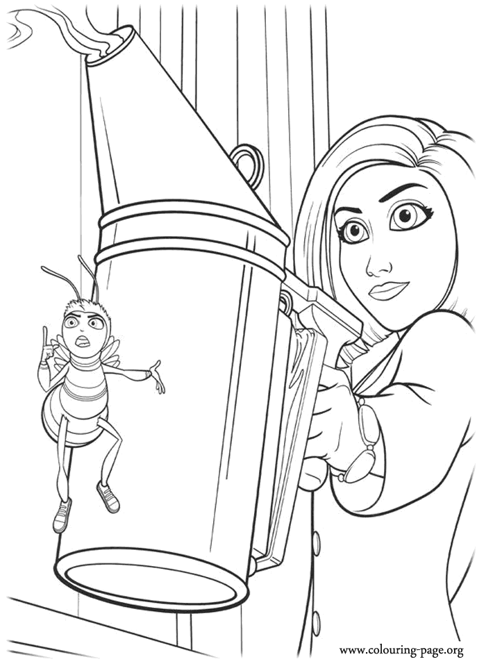 Vanessa and Barry showing the smoke-machine coloring page