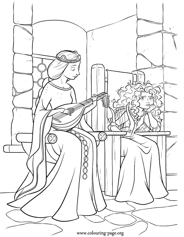 Brave movie - Merida and her mother Elinor coloring page