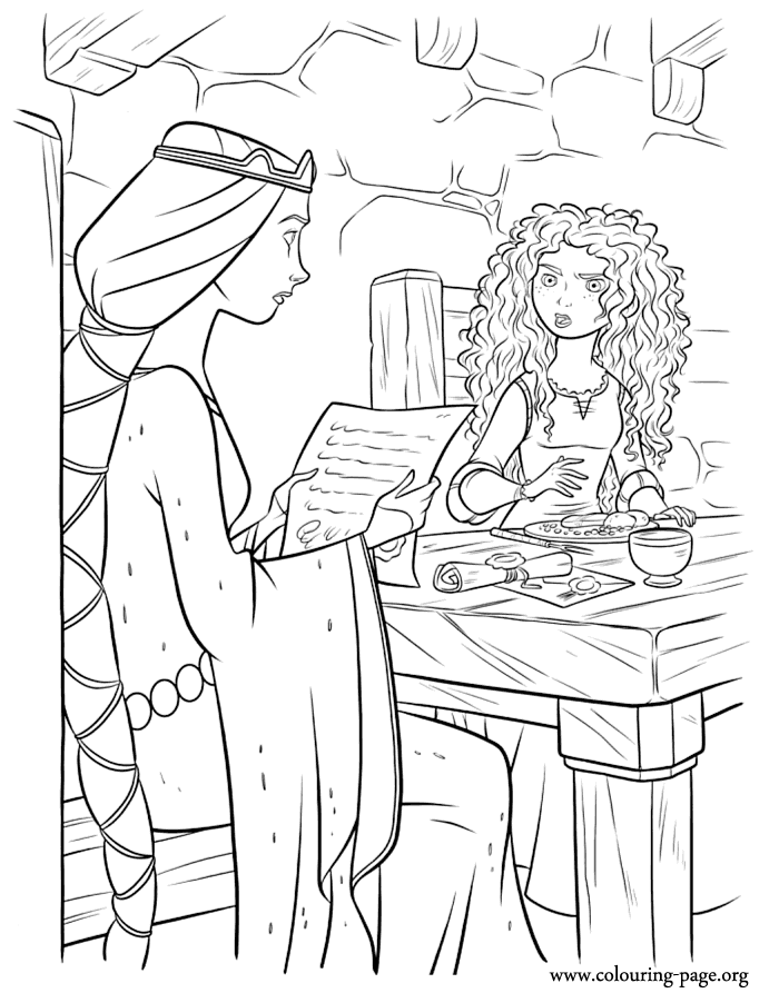 Elinor and Merida - Brave movie coloring page