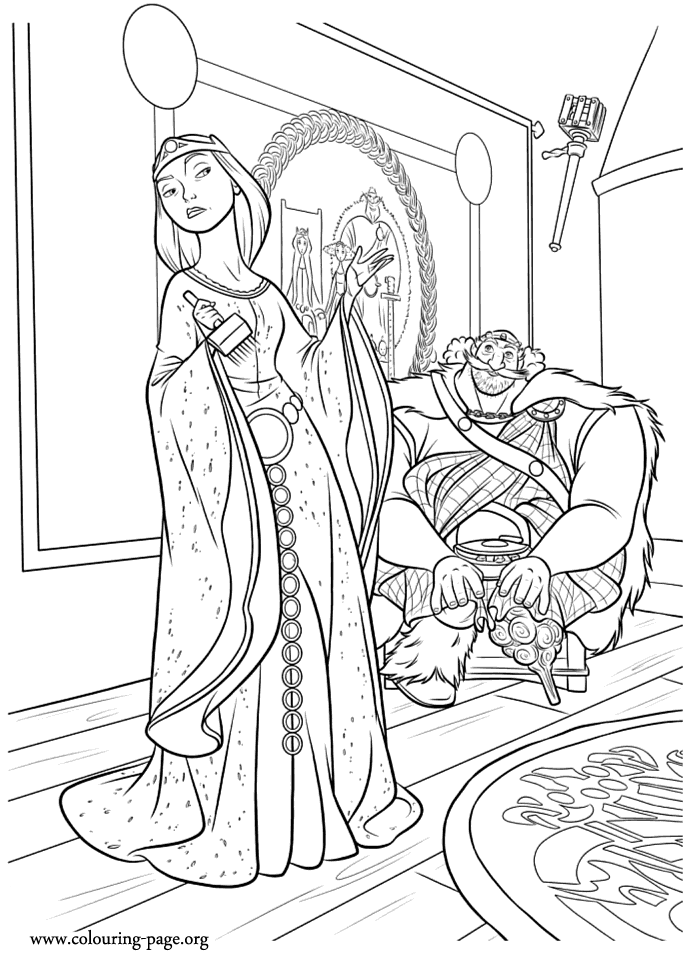 King Fergus and Queen Elinor - Brave movie coloring page