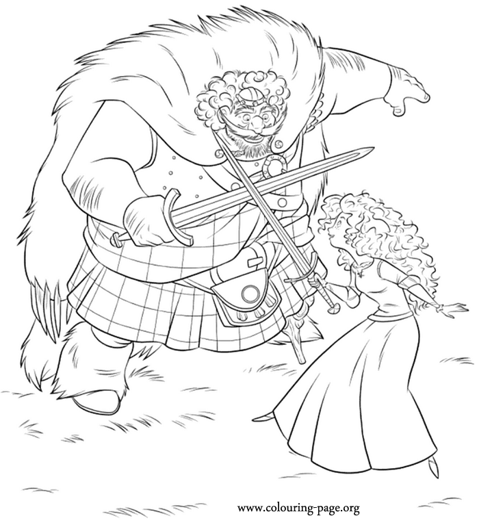 Brave - King Fergus and Merida coloring page