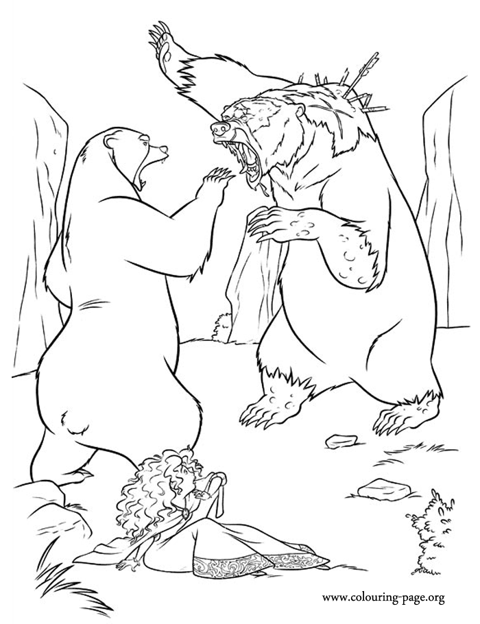 Brave - Mor'du and Elinor duel each other coloring page