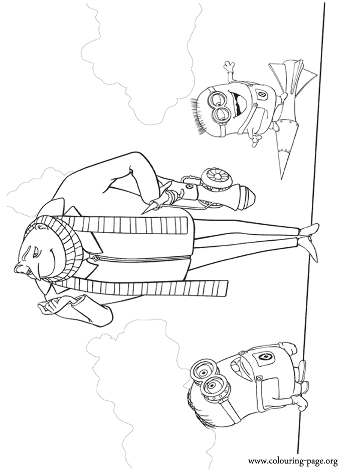 Gru and his minions coloring page
