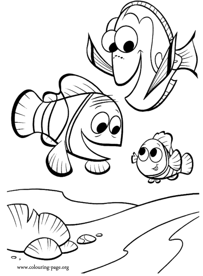Marlin, Dory and Nemo coloring page