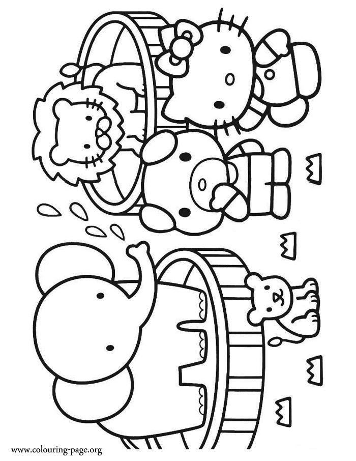 Hello Kitty and Jodie at the circus coloring page