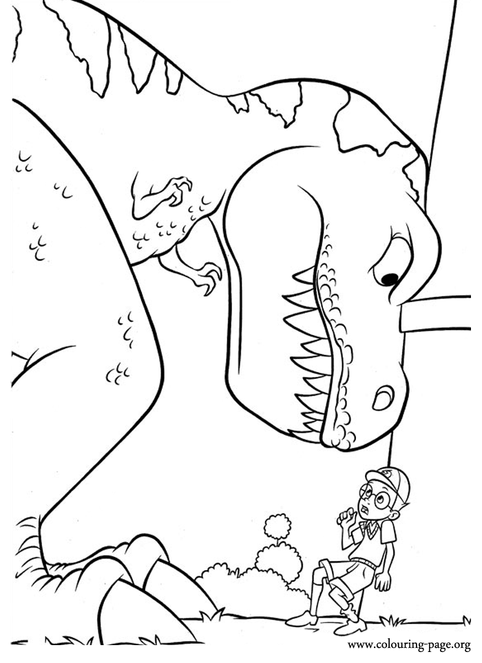 Tiny the T.Rex attacking Lewis coloring page