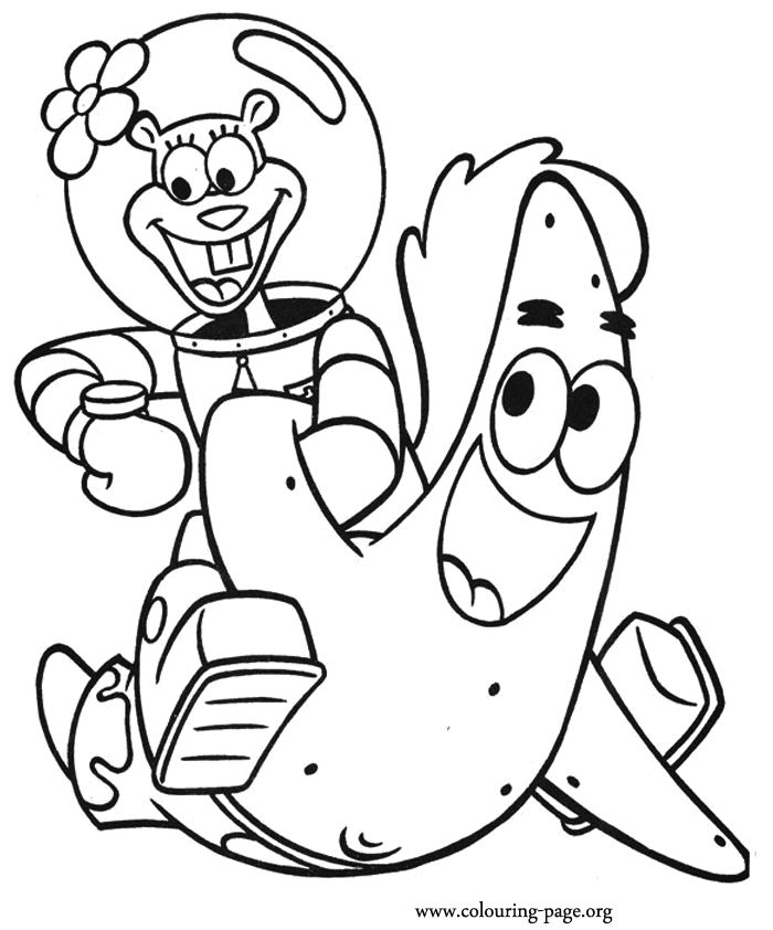 Patrick and Sandy having fun coloring sheet