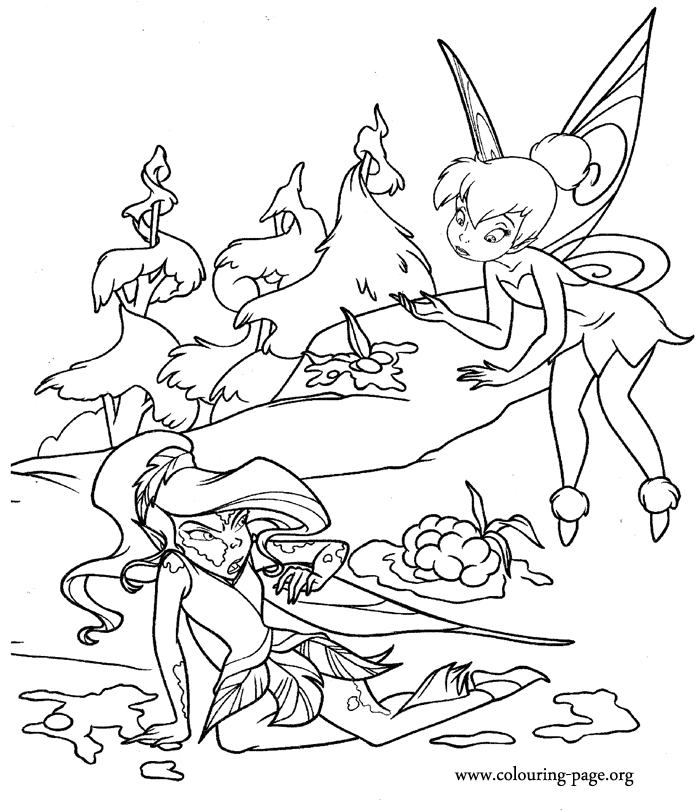 Tinker Bell apologizing to Vidia coloring page