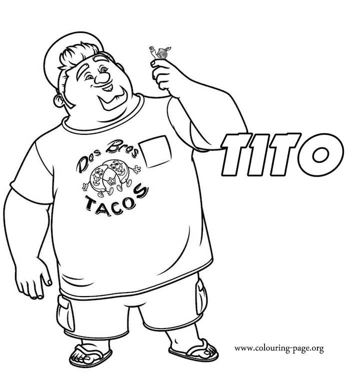 Tito with his friend Turbo coloring page