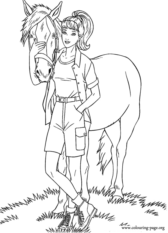 coloring barbie tawny horse accompanied