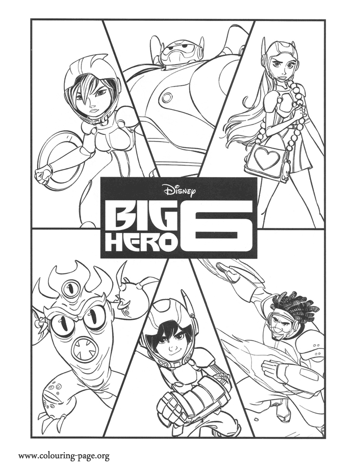 Big Hero 6 - Big Hero 6 team coloring page